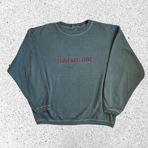 Vintage 90s Thin Red Line Movie Promo Crewneck XL